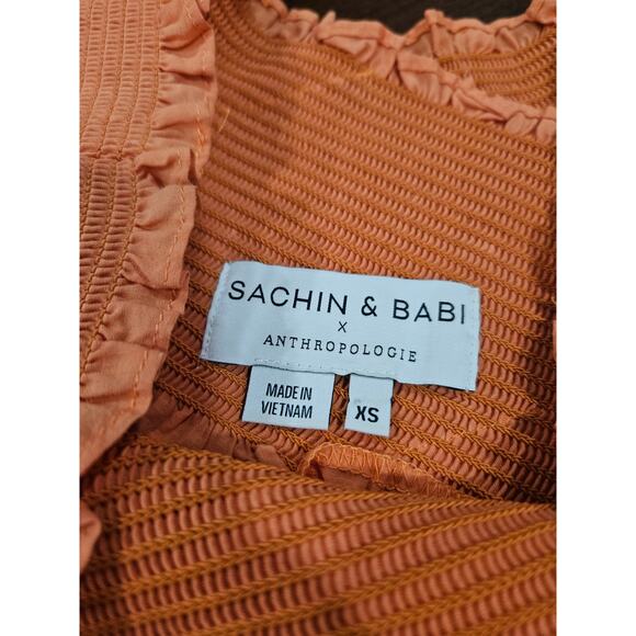 Sachin & Babi x Anthropologie Orange Eyelet Criss-Cross Babydoll Top Shirt Sz XS - Picture 2 of 6
